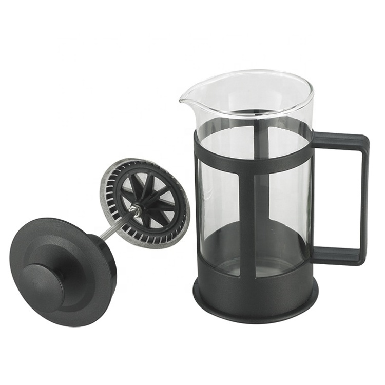 Large capacity 800ml high borosilicate glass portable french press black color plastic coffee press