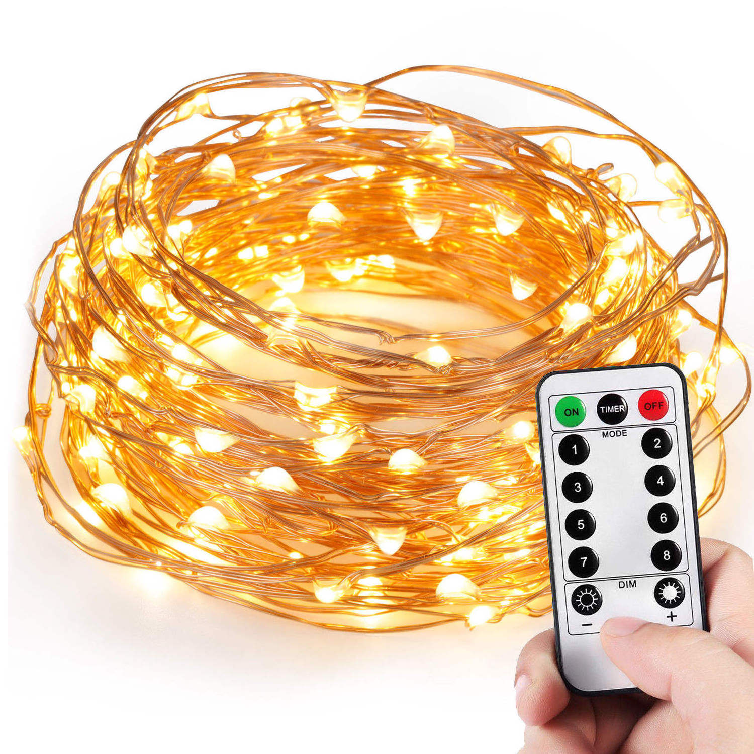 5m 10m Waterproof Remote Control Fairy Lights Battery Operated 8 Mode Timer String Copper Wire Led String Light