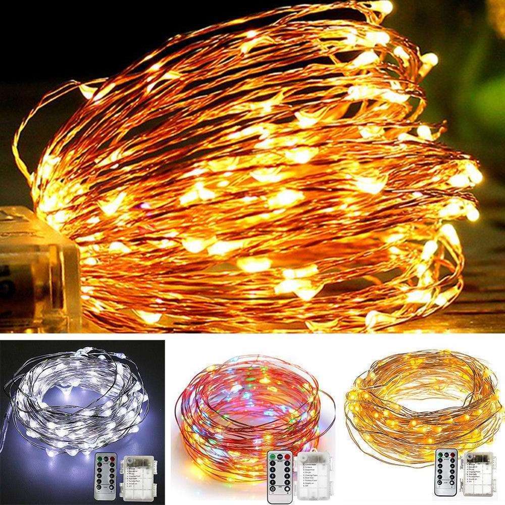 5m 10m Waterproof Remote Control Fairy Lights Battery Operated 8 Mode Timer String Copper Wire Led String Light