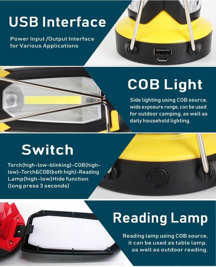 Camping Light Torch Usb Rechargeable Led Collapsible Camping Lantern