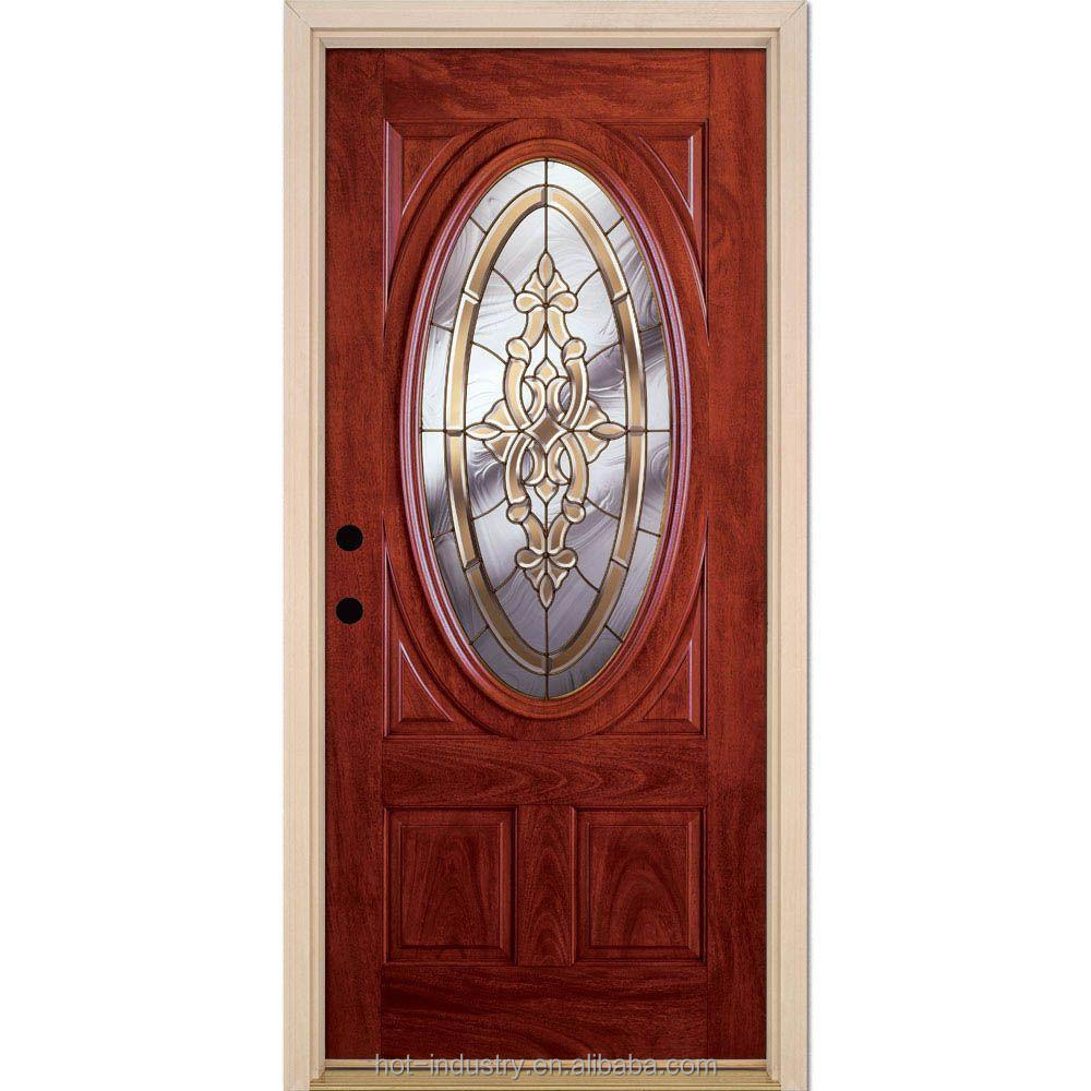 Oval glass entry wood door inserts, main entrance door, latest design interior door room door