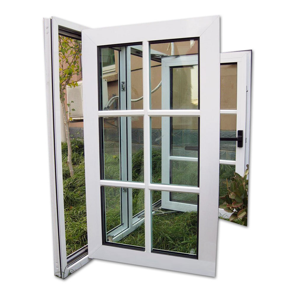 Customized UPVC Casement Windows Hurricane Impact High Quality Double Tempered Glass PVC Swing Windows