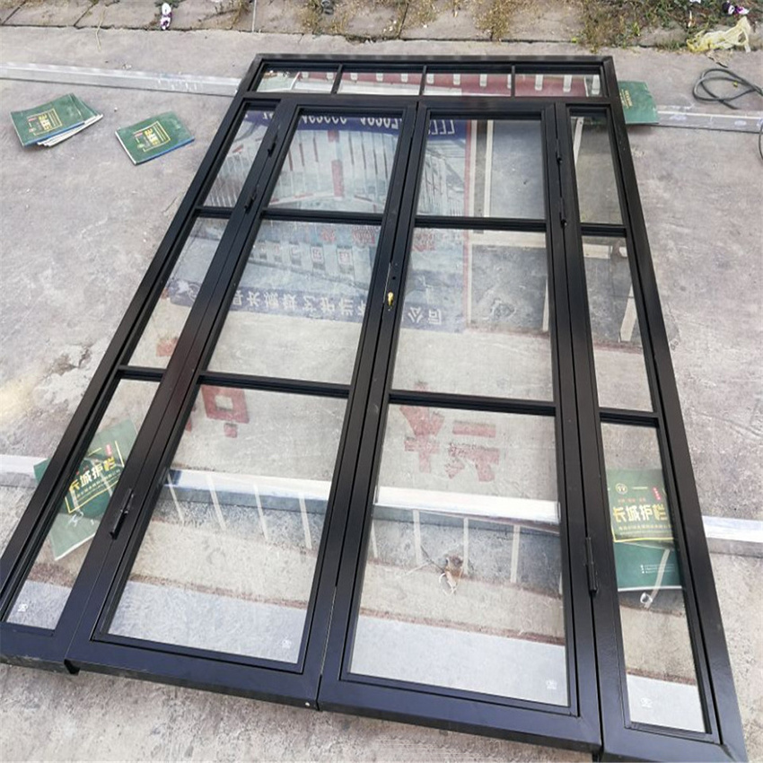 Black Metal Aluminum material French Patio Interior Iron Glass Crittall Double Swing Sliding Folding Doors