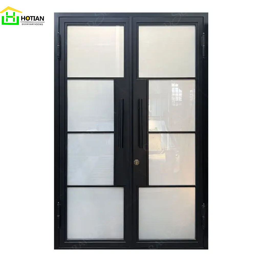 HOTIAN French Style Steel Iron Door Interior Hinge with Crown Finial Iron Front Entry Door