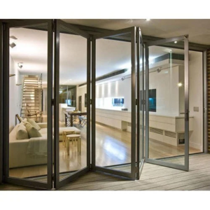 High quality aluminum frame folding sliding door interior black thin frame bifold door with lock