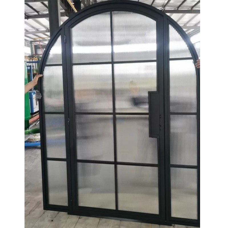 Interior  Metal Glass Single Arches Double Iron Grill Steel Door Design Thin Frame French Doors