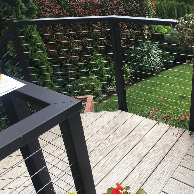 Stairs railing black stainless steel aluminum wire railing handrail vertical cable railing systems for decks