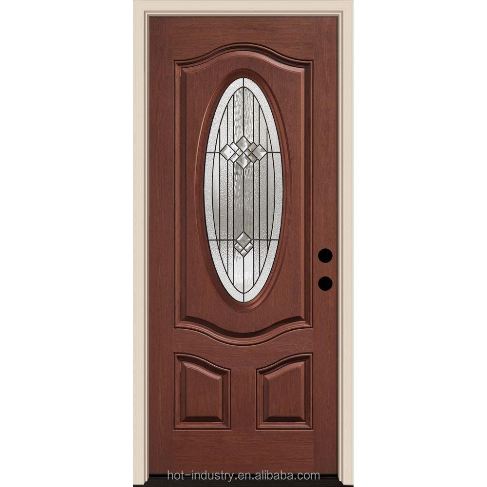 Oval glass entry wood door inserts, main entrance door, latest design interior door room door