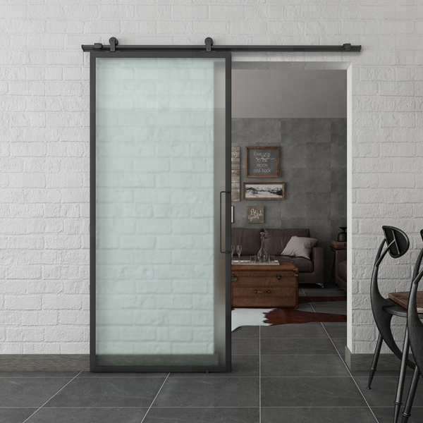 Modern Metal Frame Glass Panel Interior French Barn Sliding Doors Wrought Iron doors with Glass