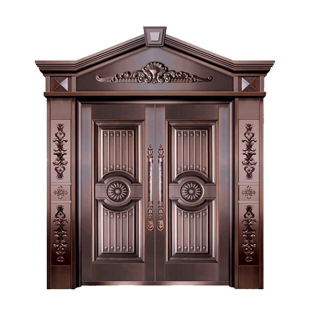 Luxury Imitation Copper Door High Quality Steel Door Exquisite Caving Villas Double Door