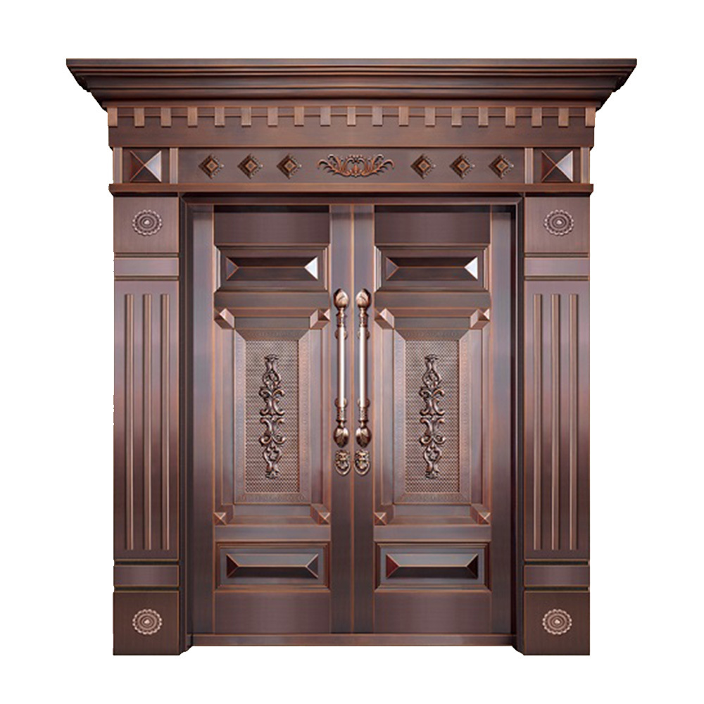 Luxury Imitation Copper Door High Quality Steel Door Exquisite Caving Villas Double Door