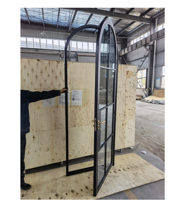 HOTIAN French Black Balcony Patio Door Wrought Iron Swing Crittall Door Steel Glass Saloon Windows and Doors