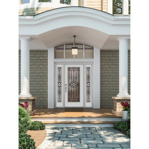 China Golden Supplier Wholesale Steel Prehung Front Door with Sidelites iron decorative glass for low price