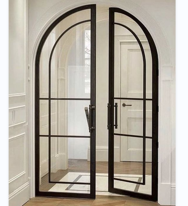 French Style Metal Steel Iron Glass Doors Arch Glass Windows and Doors Design