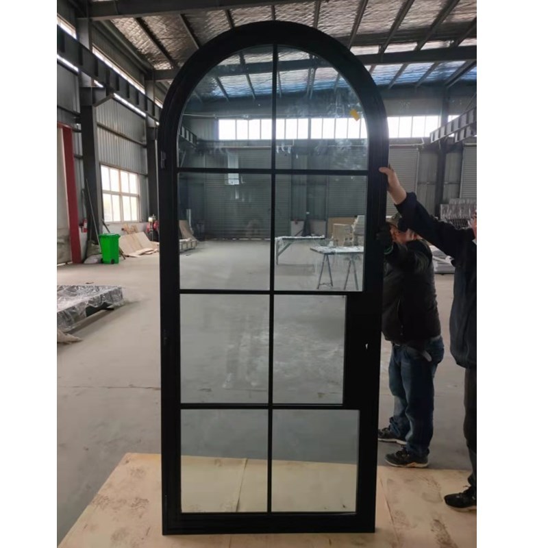 Interior  Metal Glass Single Arches Double Iron Grill Steel Door Design Thin Frame French Doors