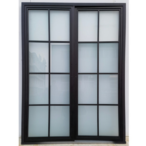 Australia standard steel framed crittall style black doors frosted glass interior french door