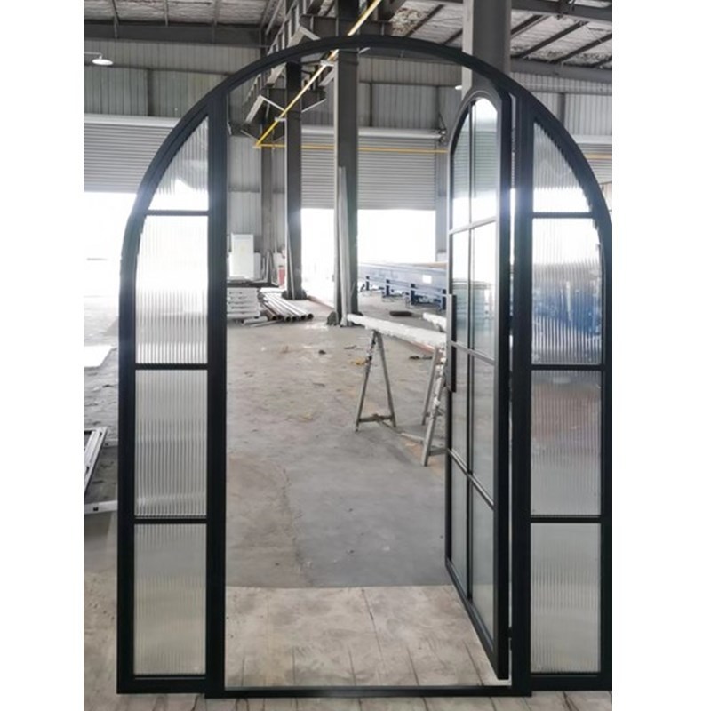 Interior  Metal Glass Single Arches Double Iron Grill Steel Door Design Thin Frame French Doors