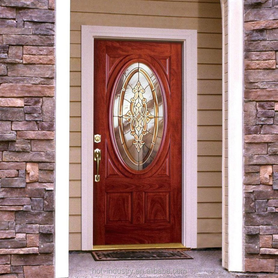 Oval glass entry wood door inserts, main entrance door, latest design interior door room door