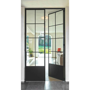 Shop Iron Framed Storefront Manufacturers Casement Black Door Customized Size Swing Glass Door