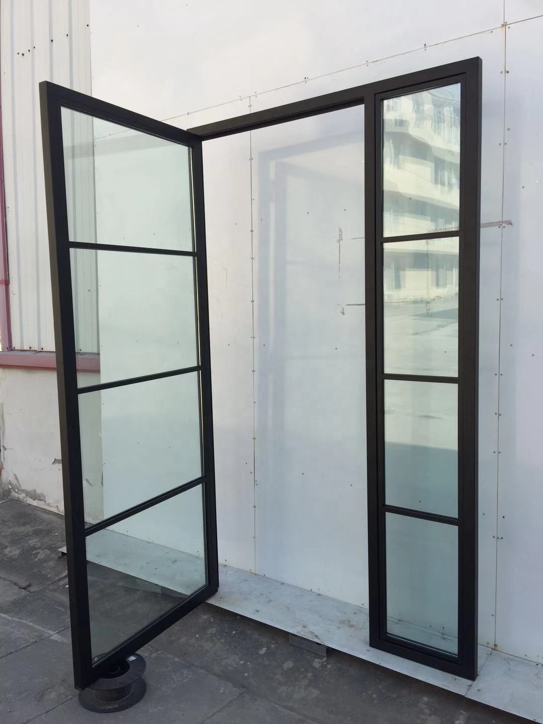 Modern Metal Frame Glass Panel Interior French Barn Sliding Doors Wrought Iron doors with Glass