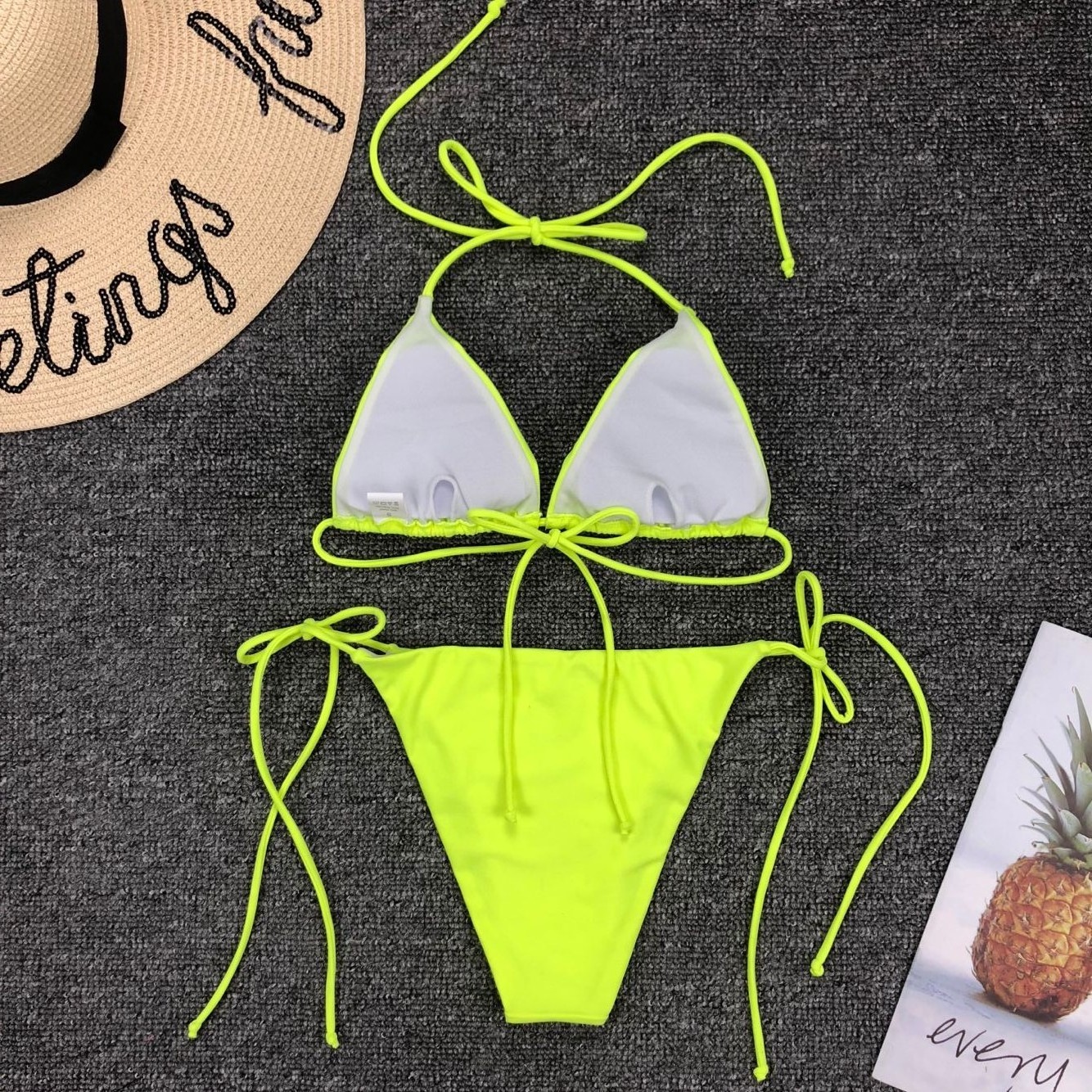 Smallest Neon Swimsuit Yellow Micro Bikini Fashion Show Extreme Micro Bikini