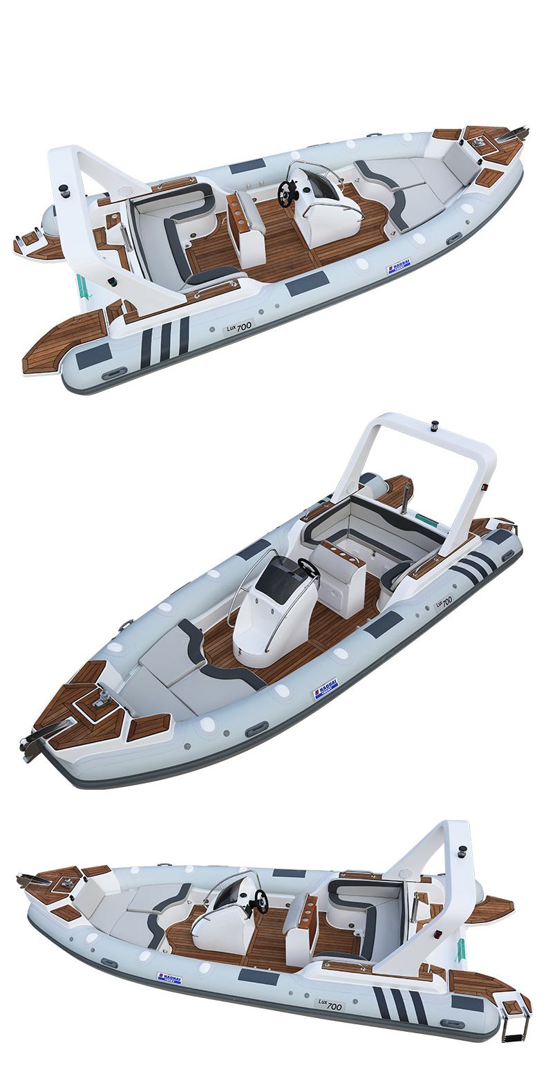 Haote Semi-Rigid luxury pontoon rib Boat Hypalon Inflatable cabin Boat with CE Certification