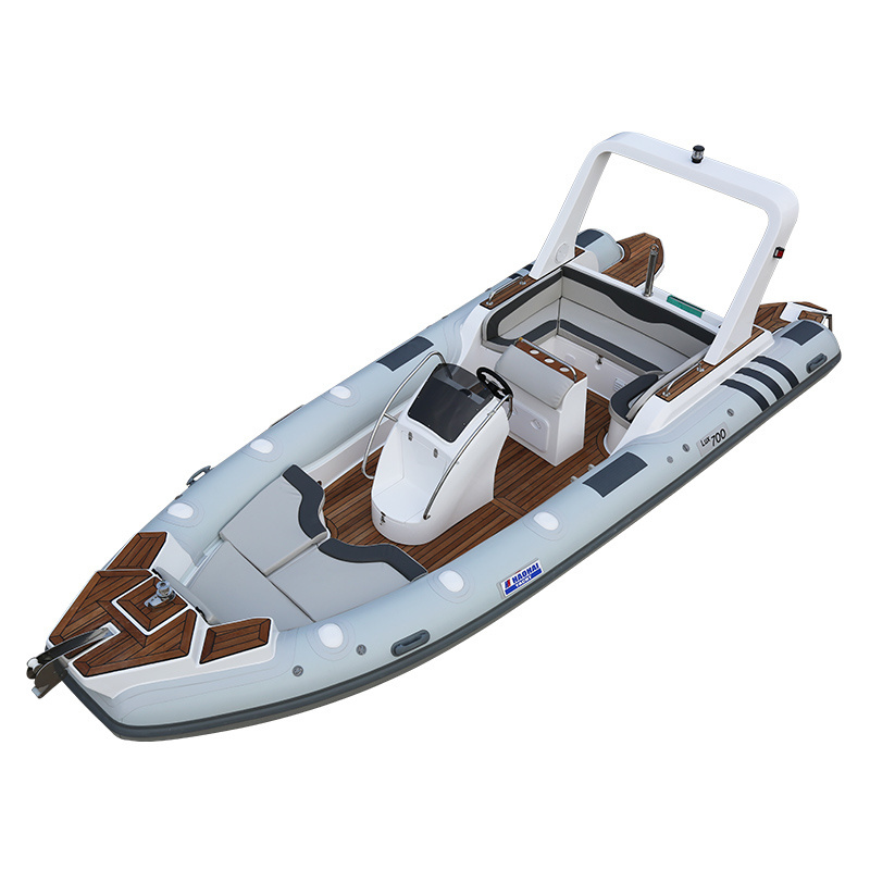 new arrival CE 7m 23.3ft Luxury RIB Hypalon Inflatable Fishing Rowing Boat with 200HP Engine rib boat inflatable for ocear water