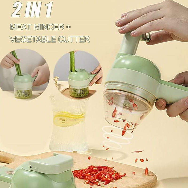 Wholesale 4 In 1 Mini Vegetable Slicer Cutter Portable USB Rechargeable Fruit Slicer Kitchen Gadgets Cooking Tools