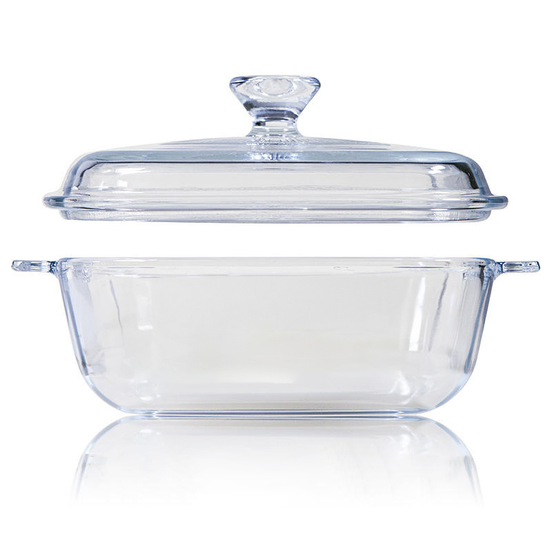 0.8L 1.2L 1.5L Clear Square High Borosil Square Glass Baking Dish With Lid In Oven