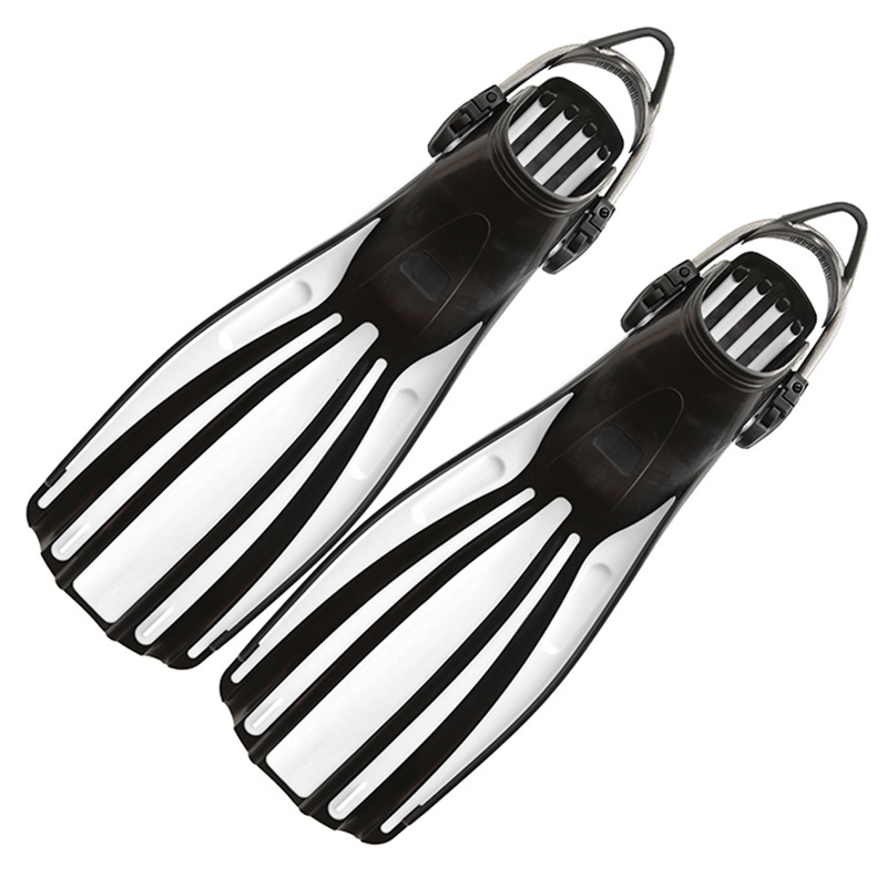 ODM Factory Adjustable Strap 36-47 Open Heel TPR Rubber Long Flippers Scuba Diving Fin Snorkel Fins White