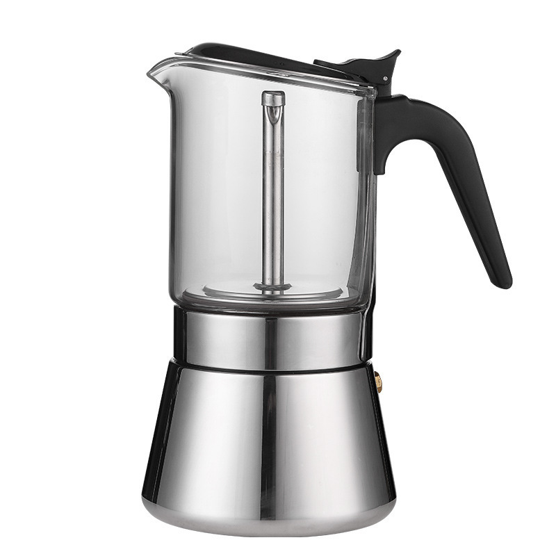 Eco-friendly Stove-top Espresso Mocha Pot High Borosilicate Glass Coffee Maker Moka Pot