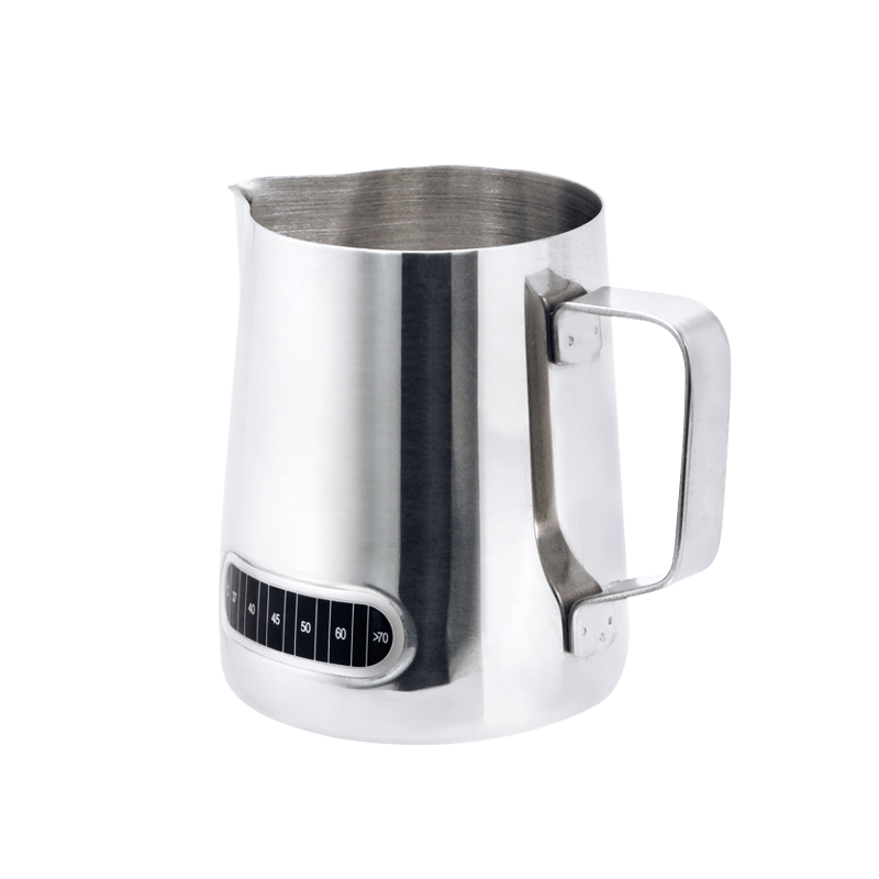 Hotean 304 Stainless Steel 12 Oz Espresso Steaming Milk Frothing Thermometer Pitcher Coffee Milk Jug