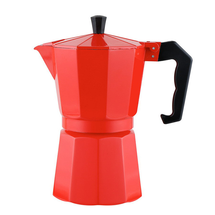 hotean hot sell espresso italian coffee maker moka pot with wood handle mocha pot Aluminum for gift box green color