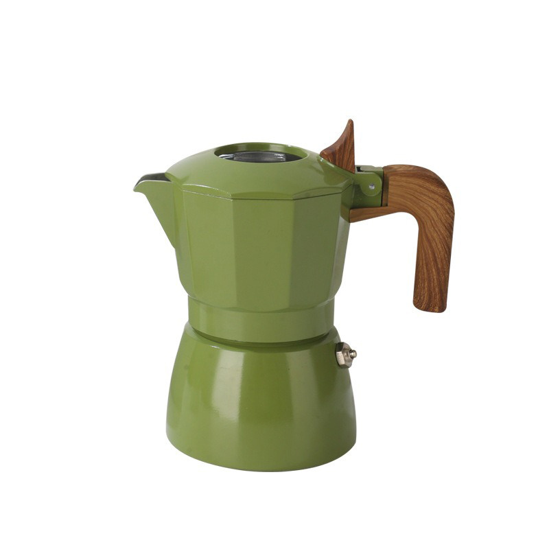 Portable Italian Coffee Maker Aluminum Moka Pots for Travel Camping with Ceramic Cafetiere Double Valve Aluminum Moka Pot