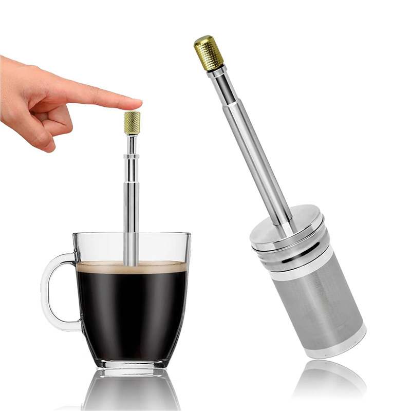 Portable French Press Coffee Maker Food Grade Stainless Steel Coffee And Tea Maker Mini French Filter Press Plunger Cafetiere