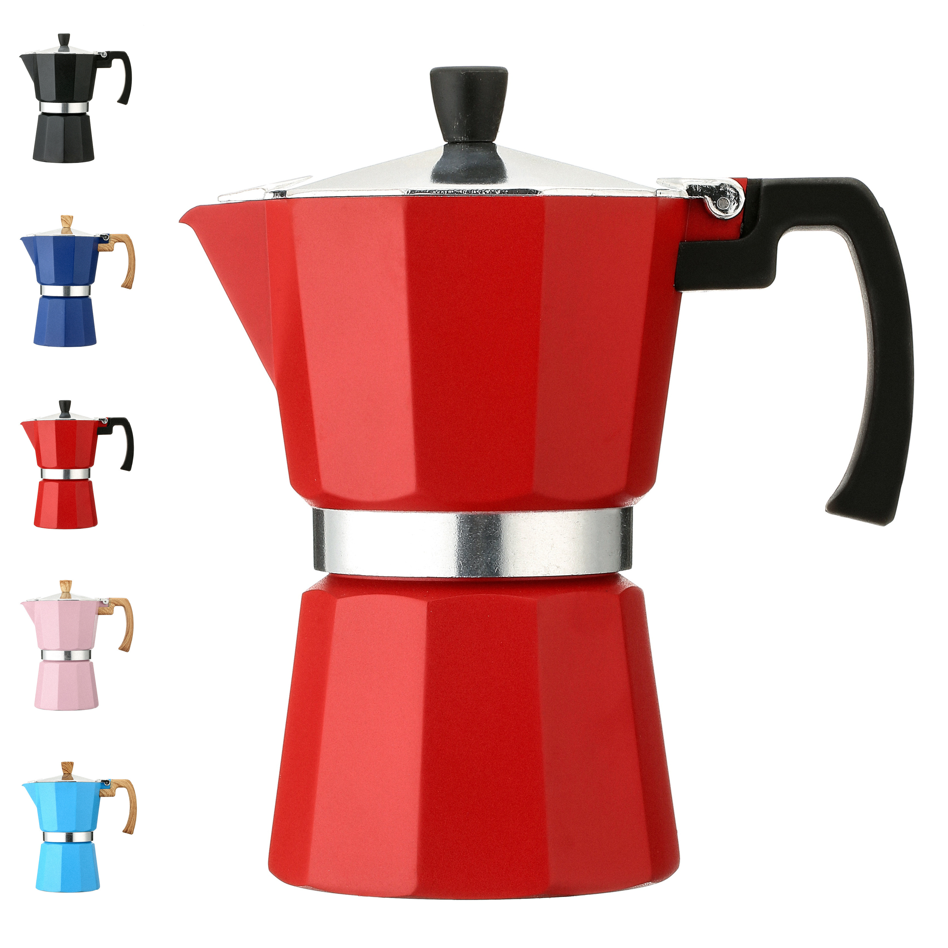 Hotean espresso coffee maker moka pot mocha pot Italian Espresso Manual coffee tools pots color laser customized 3cups 6cups