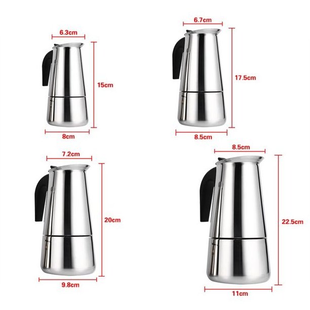 Moka Pot Espresso Stovetop Espresso Coffee Maker 2 4 6 9 Cup Italian Coffee Maker Stainless Steel Metal Minimalist Mini Vacuum