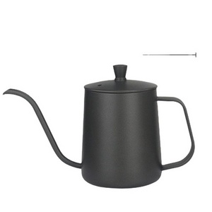 Portable 600ml Stainless Steel Coffee Kettle with Long Slim Gooseneck Spout Consistent Pour over Wood Body Metal Material