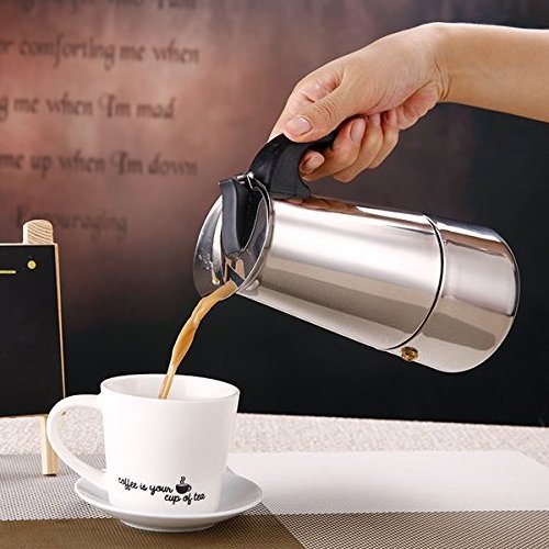 Moka Pot Espresso Stovetop Espresso Coffee Maker 2 4 6 9 Cup Italian Coffee Maker Stainless Steel Metal Minimalist Mini Vacuum