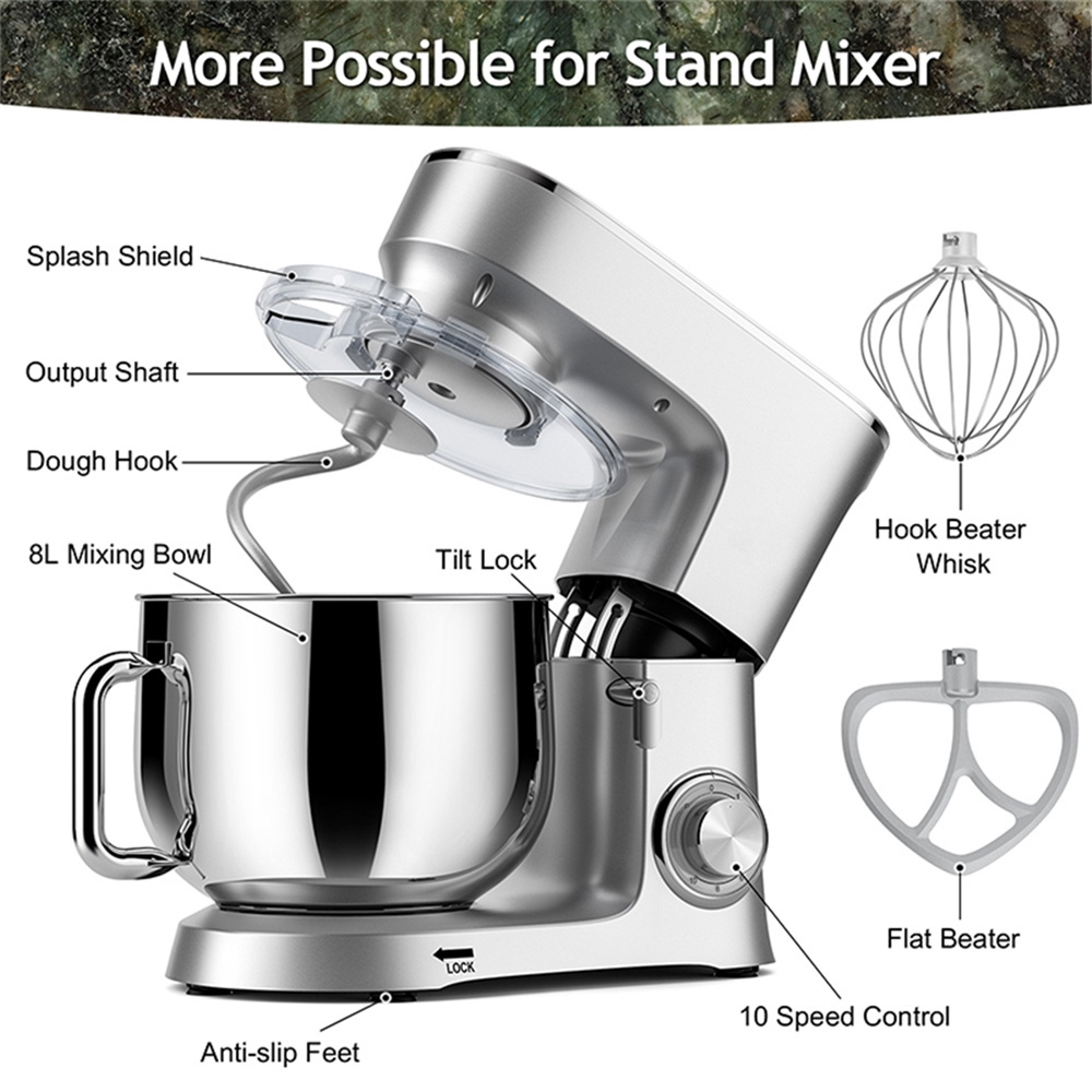 New Die cast Stand Mixer OEM  6.5L, 7L,  8L Cake Bread Dough Mixer Planetary Electric Home Kitchen  Food Mixer