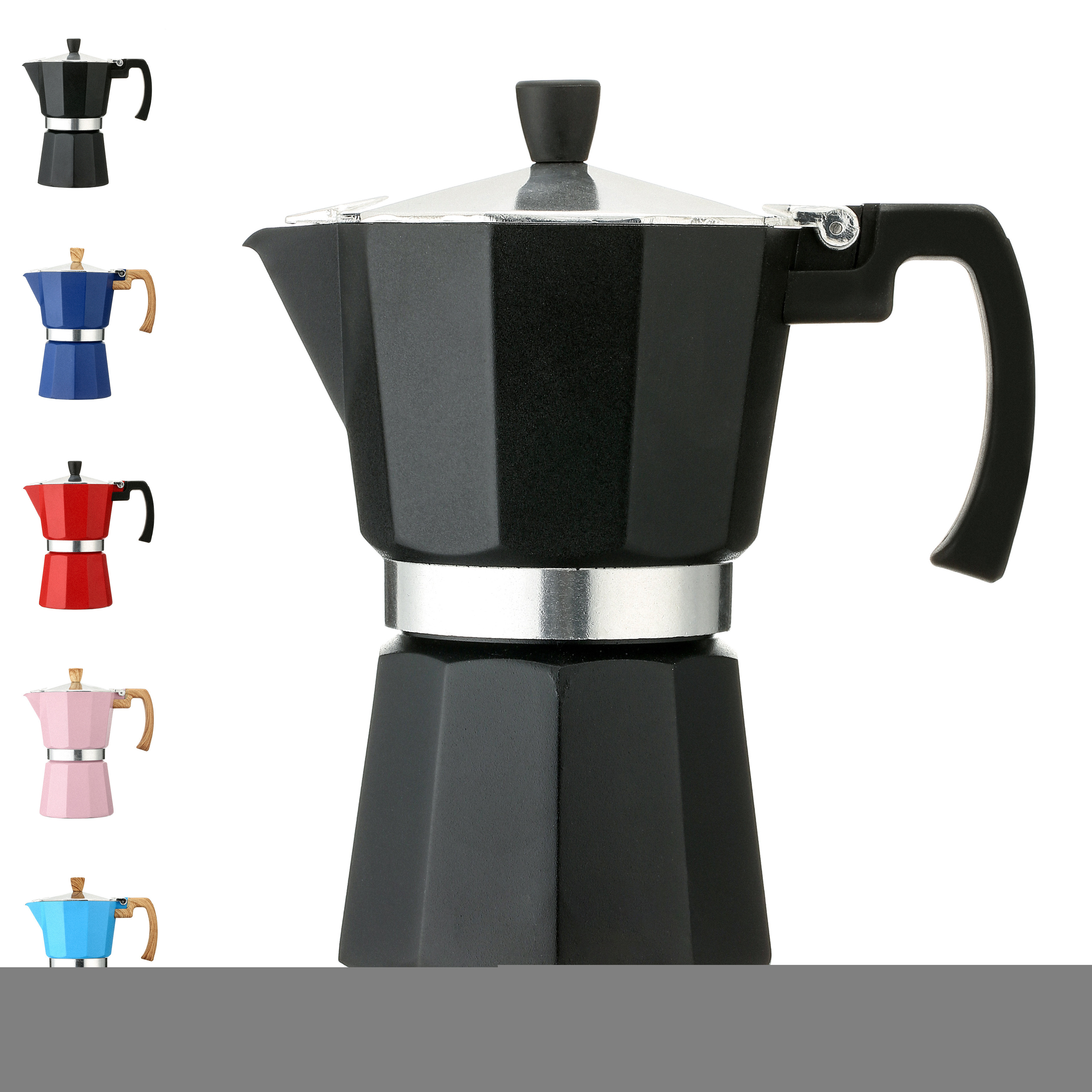 Hotean espresso coffee maker moka pot mocha pot Italian Espresso Manual coffee tools pots color laser customized 3cups 6cups