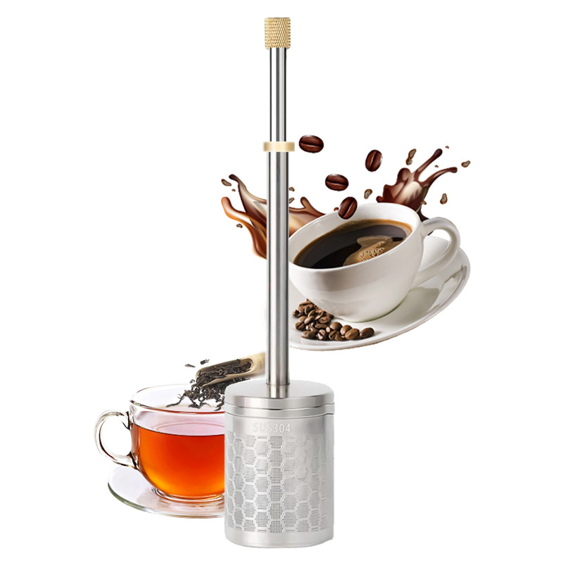 Portable French Press Coffee Maker Food Grade Stainless Steel Coffee And Tea Maker Mini French Filter Press Plunger Cafetiere