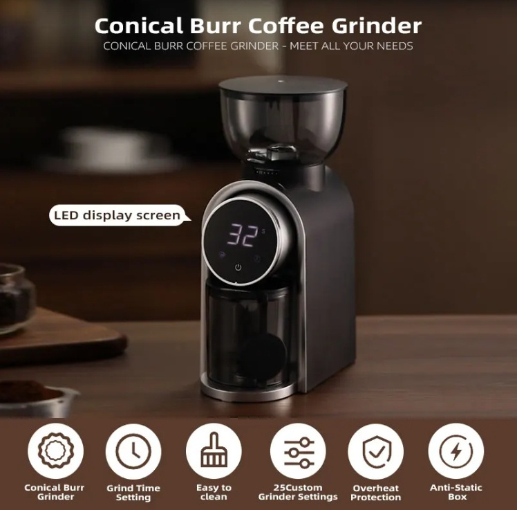 Household Led  Touch screen Coffee Grinder Machine Electric Coffee making maker machine New Design coffee powder making machine