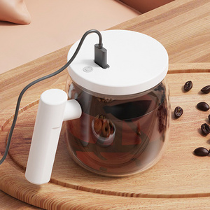 Food Grade Portable Glass Mixing Coffee Tumbler Battery Milk Shake Cup linner mug Automatic Magnetic Stirring Coffee Mug