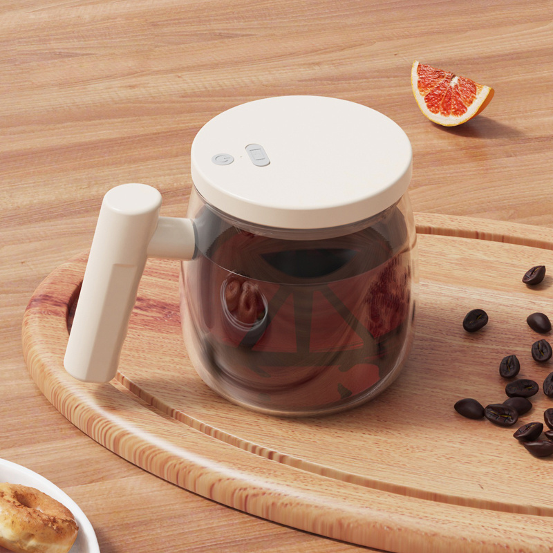 Food Grade Portable Glass Mixing Coffee Tumbler Battery Milk Shake Cup linner mug Automatic Magnetic Stirring Coffee Mug