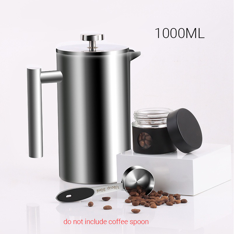 Food Grade Insulated Cafetiere French Press  Outdoor Coffee Brewer French Press Coffee Maker Plus Travel Jar Large Capacity