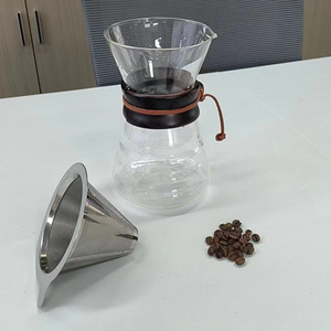 Classic Glass Set  6 Cup Kit Coffee Tea & Espresso Supplies Pour Over Glass Coffee Maker Warmer