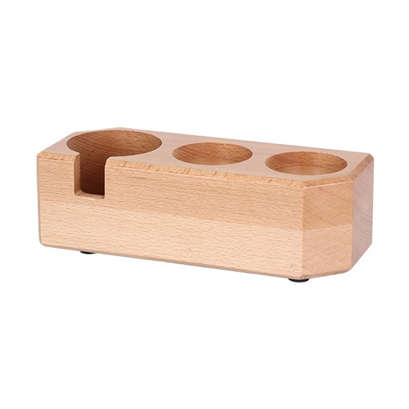 Food Grade Customize Barista Tools Espresso Portarfilter Tamper Holder Station  Solid Wood 58mm Coffee Tamper Holder