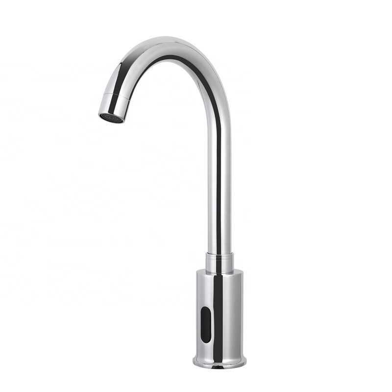 Popular Restroom Deck Mounted Chrome Touchless Lavatory Tap Electronic Sensor Faucets