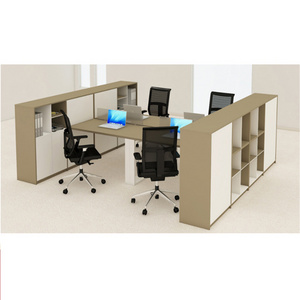 Modern Office Workstation 4 Person Interactive Cubicle Modular Office Cabin Table Partition